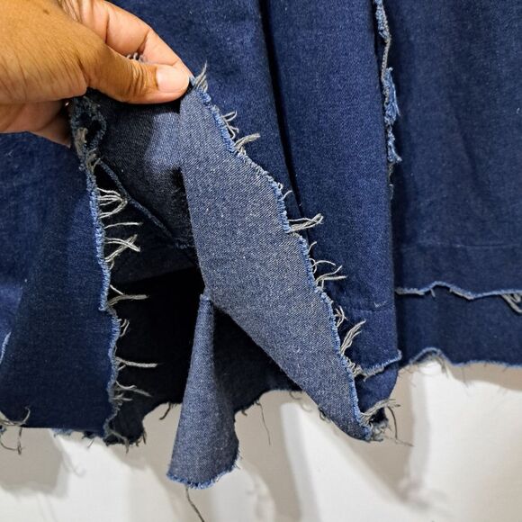 Vintage Liz E Parker Old West Praire Boho Denim Frayed Maxi Skirt Texas Sz 12 - Picture 8 of 15